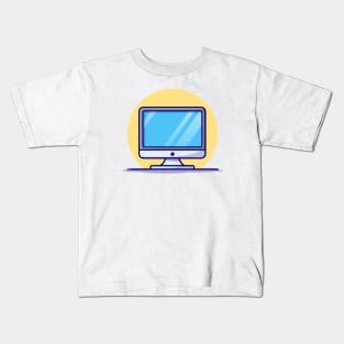 Computer Desktop Cartoon Vector Icon Illustration (2) Kids T-Shirt